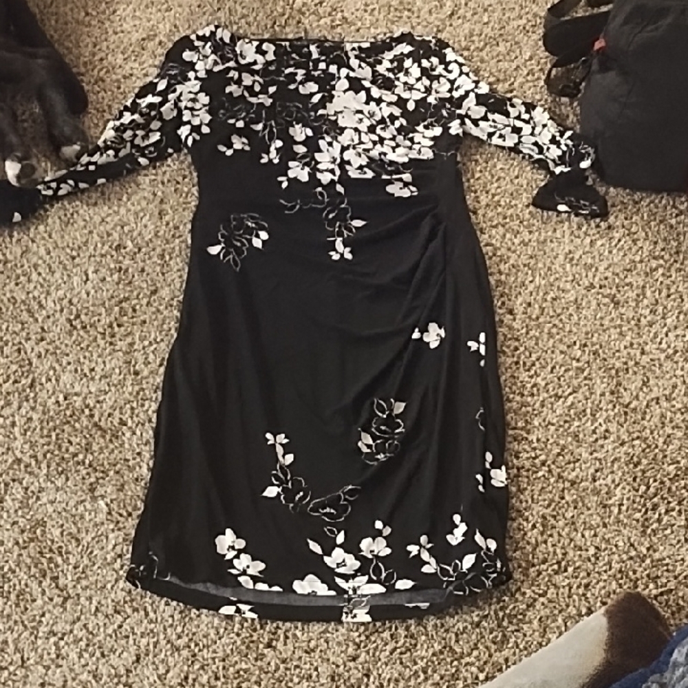 Elegant Black and White Floral Dress